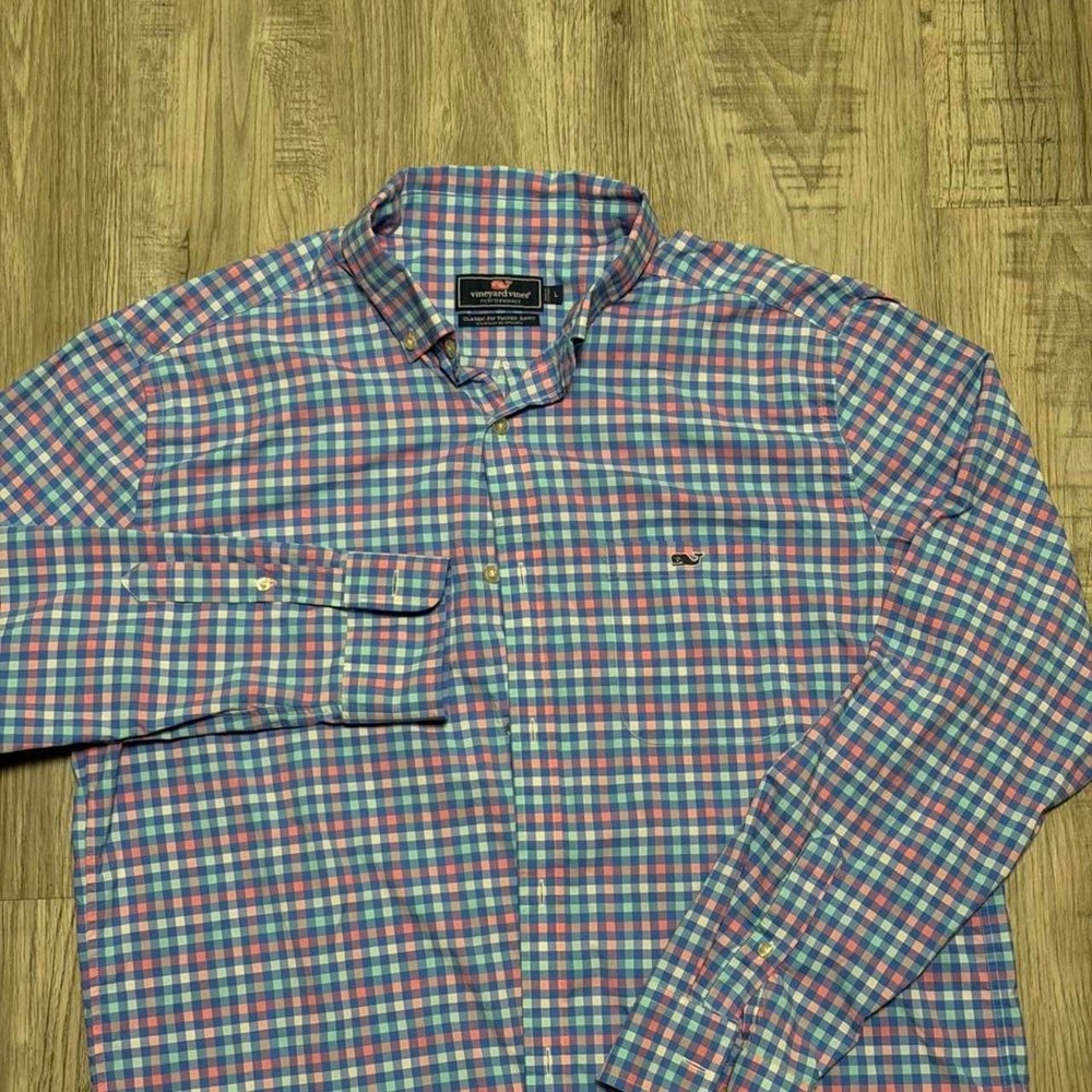 Vineyard Vines Plaid Button Up Shirt Men Size L